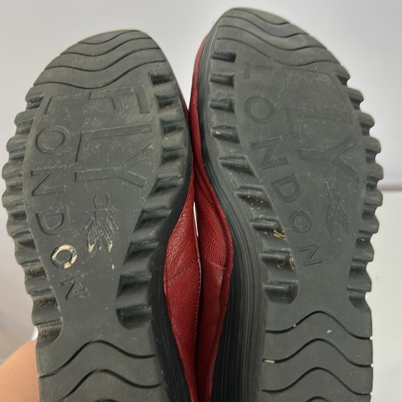 Fly London Yoko Leather Wedge Pump Edgy Platform Slip On Shoe Size EU 38 Red - Picture 11 of 13